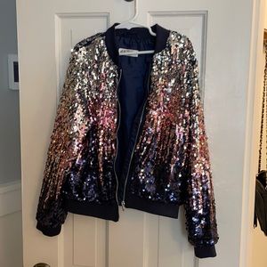H & M sequin bomber jacket worn once